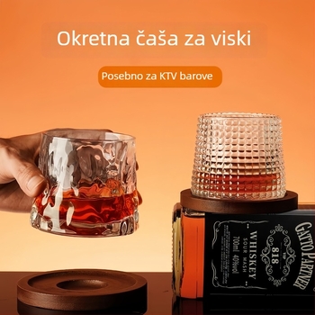 Whiskey čaša s rotirajućim dizajnom, otporno na toplinu staklo, kapacitet 101–200 ml, stil laganog luksuza, bez drške i poklopca