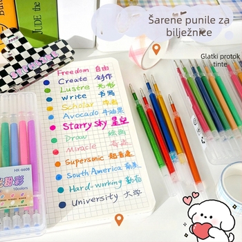 Refil za gel olovku, 0,7 mm, plastično tijelo, pakiranje u kutiji, marka Hundred Gold, pogodno za ručno crtanje