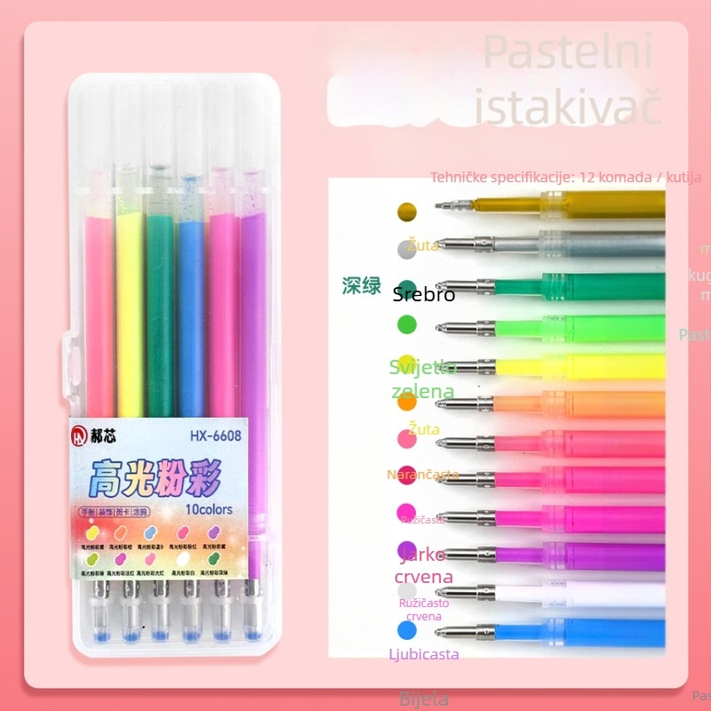 Refil za gel olovku, 0,7 mm, plastično tijelo, pakiranje u kutiji, marka Hundred Gold, pogodno za ručno crtanje