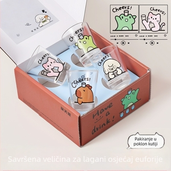 Set čaša za vino, 4 komada, dizajn šteneta i mačke, svjež i sladak stil, kapacitet 1–100 ml, tisk logotipa dostupan, pakiranje u boji