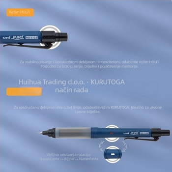 Uni Mitsubishi M5-1009GG mehanička olovka – 0,5 mm, plastično kućište, dvostruki način okretanja, protiv umora