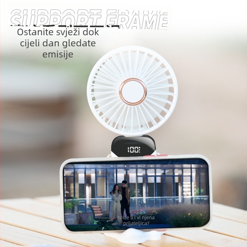 USB ručni ventilator – mini, prijenosni, sklopivi, napajanje preko USB-a, ugrađena baterija, 5 lopatica, 5 brzina, tih rad
