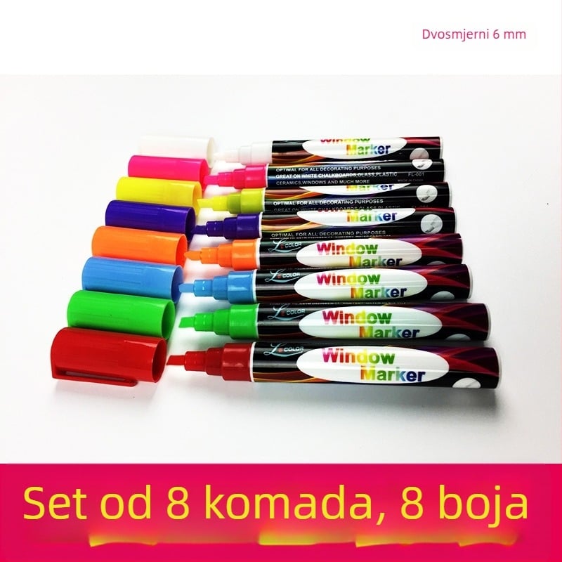 FL-001 Plastični izbrisivi marker za LED ploču – jednostrani vrh, otisak logotipa OK