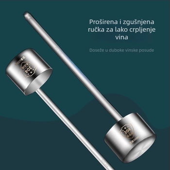 Set za vino od nehrđajućeg čelika s plosnatim držalom: izljevnik, mjerač, vinska žlica i lijevak