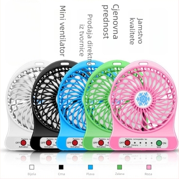 Prijenosni USB punjivi tihi stolni ventilator, PVC materijal, stolni stil, mogućnost prilagođavanja