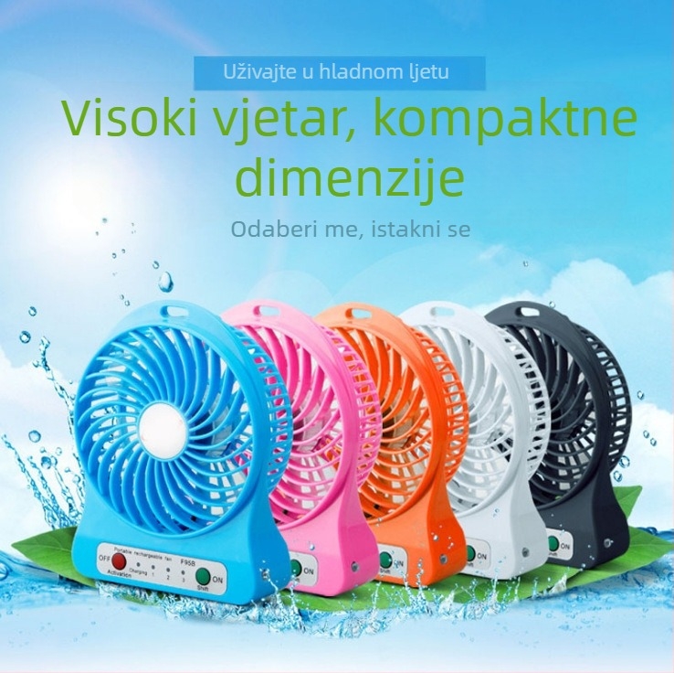 Prijenosni USB punjivi tihi stolni ventilator, PVC materijal, stolni stil, mogućnost prilagođavanja