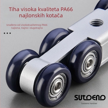 Hardver za klizna vrata — hidraulički amortizirani viseći kotač, nehrđajući čelik, Model: Viseći kotač s bufferom
