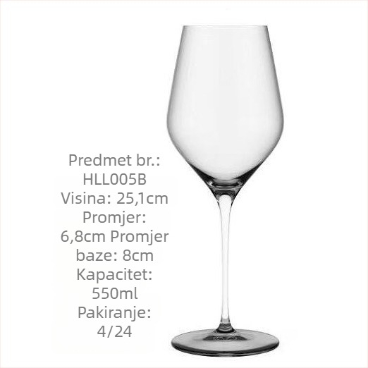 Elise čaša za vino, staklo, moderni minimalistički stil, široka čaša, otisnut logotip, pakiranje na pladnju