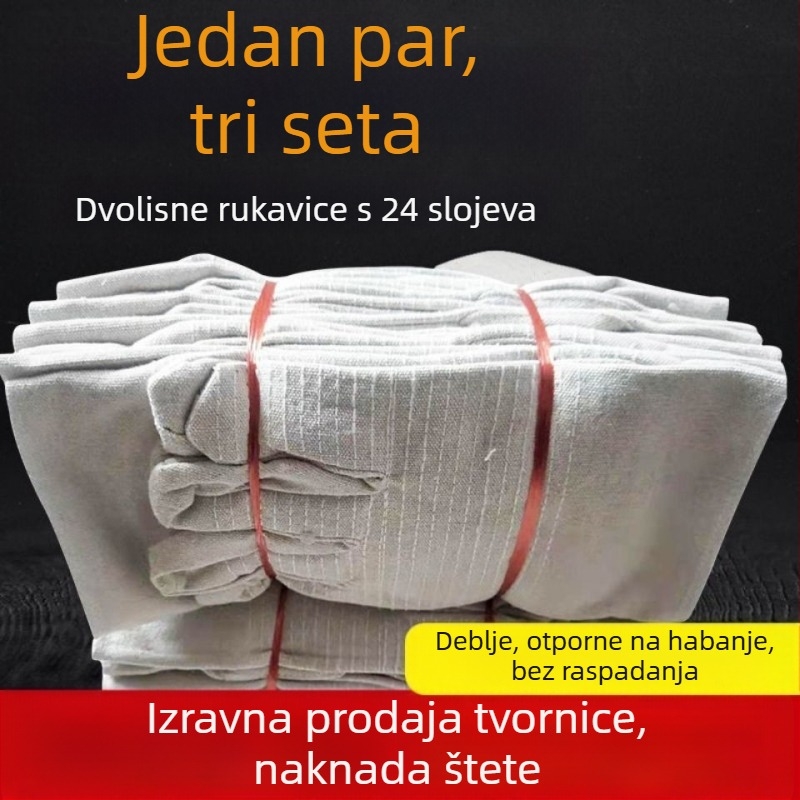 Platnene rukavice za zavarivanje i održavanje tokarice, ojačane s 24 vlakna, dodatno debeli, otporne na habanje i na ulje