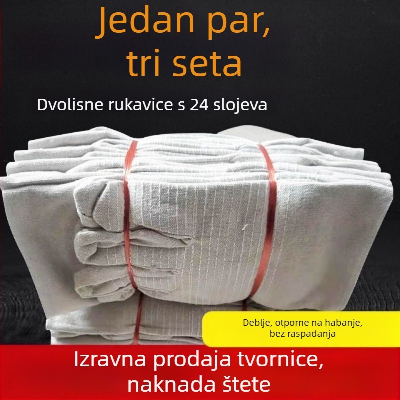 Platnene rukavice za zavarivanje i održavanje tokarice, ojačane s 24 vlakna, dodatno debeli, otporne na habanje i na ulje