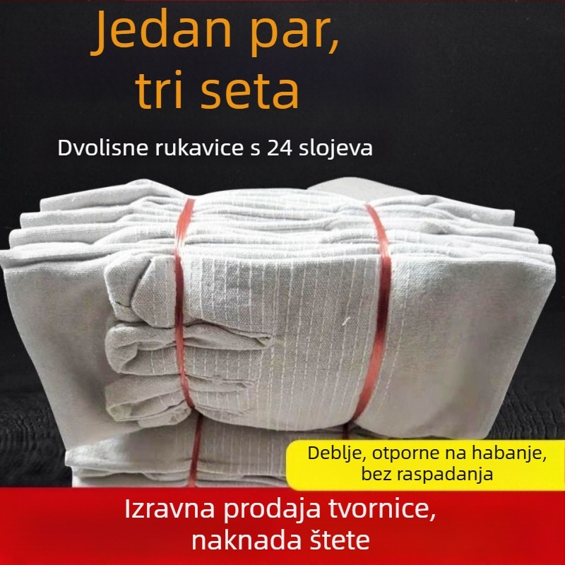 Platnene rukavice za zavarivanje i održavanje tokarice, ojačane s 24 vlakna, dodatno debeli, otporne na habanje i na ulje
