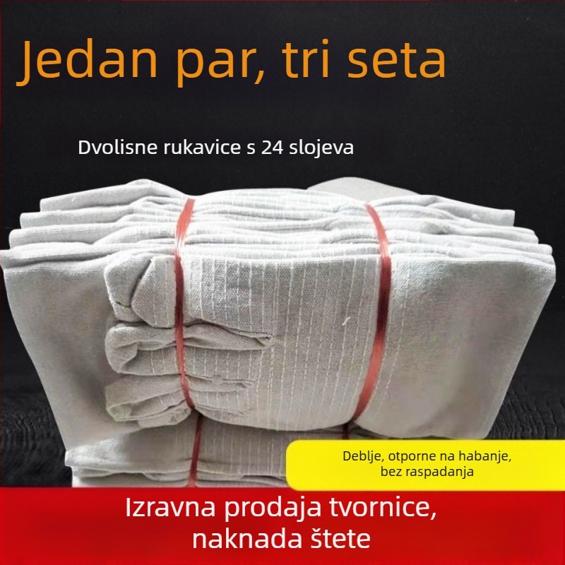 Platnene rukavice za zavarivanje i održavanje tokarice, ojačane s 24 vlakna, dodatno debeli, otporne na habanje i na ulje