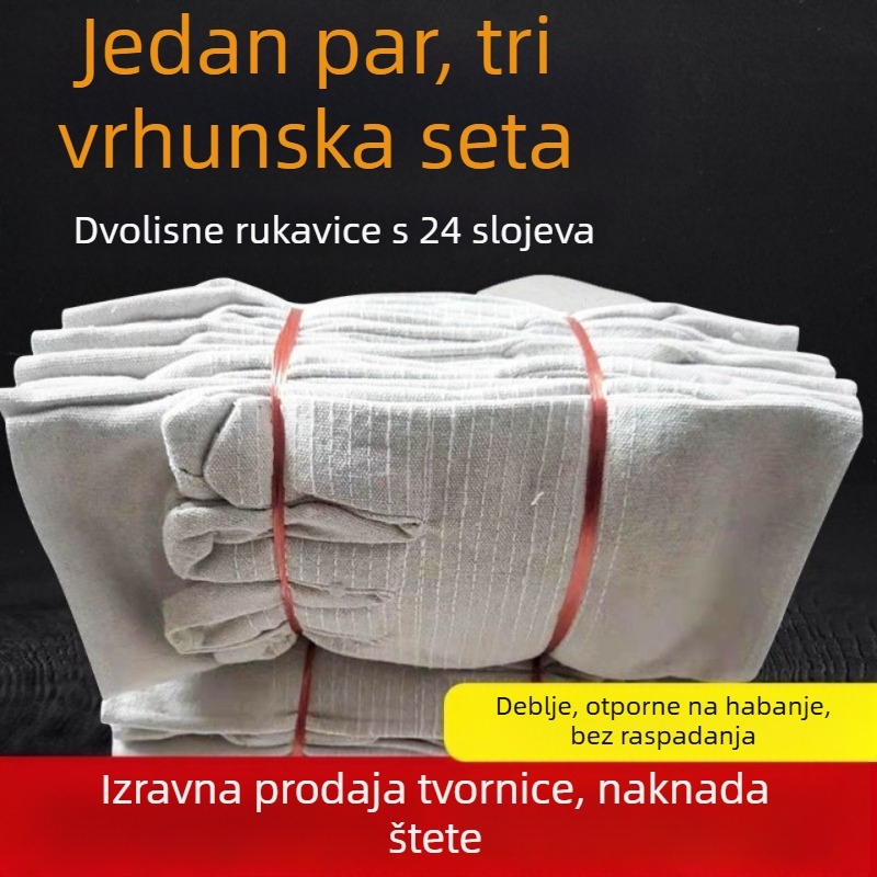 Platnene rukavice za zavarivanje i održavanje tokarice, ojačane s 24 vlakna, dodatno debeli, otporne na habanje i na ulje
