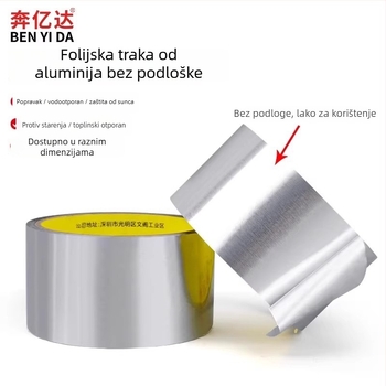 Traka od aluminijske folije bez podloge, otporna na visoke temperature, vodootporna, za vanjsku zaštitu i omatanje metalnih cijevi