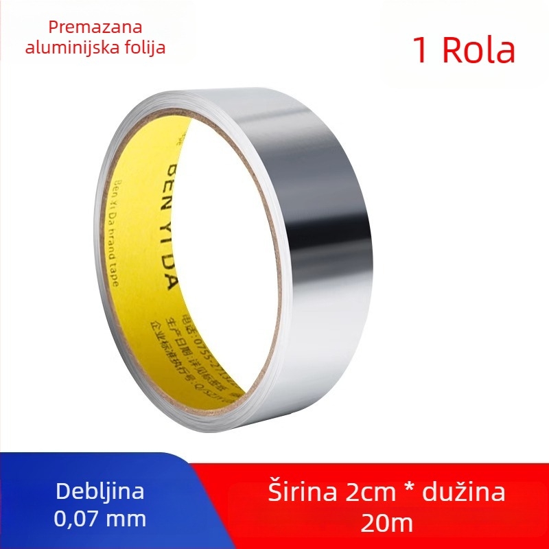 Traka od aluminijske folije bez podloge, otporna na visoke temperature, vodootporna, za vanjsku zaštitu i omatanje metalnih cijevi