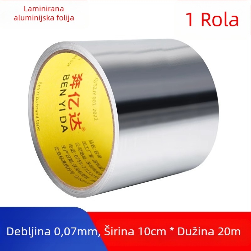 Traka od aluminijske folije bez podloge, otporna na visoke temperature, vodootporna, za vanjsku zaštitu i omatanje metalnih cijevi