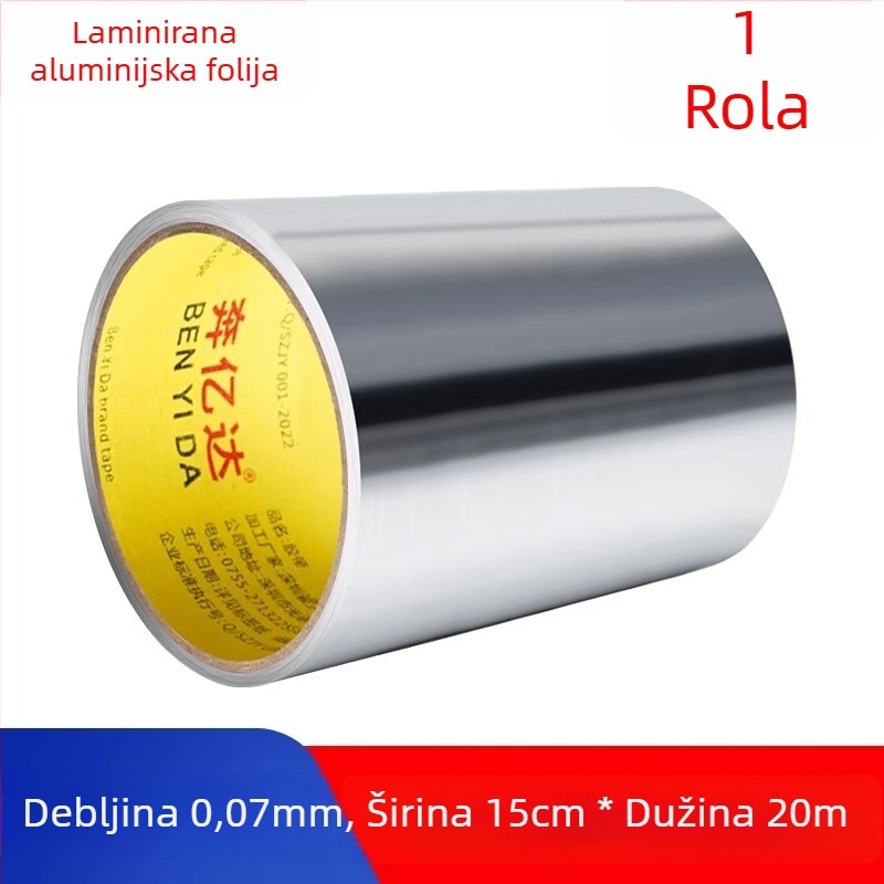 Traka od aluminijske folije bez podloge, otporna na visoke temperature, vodootporna, za vanjsku zaštitu i omatanje metalnih cijevi