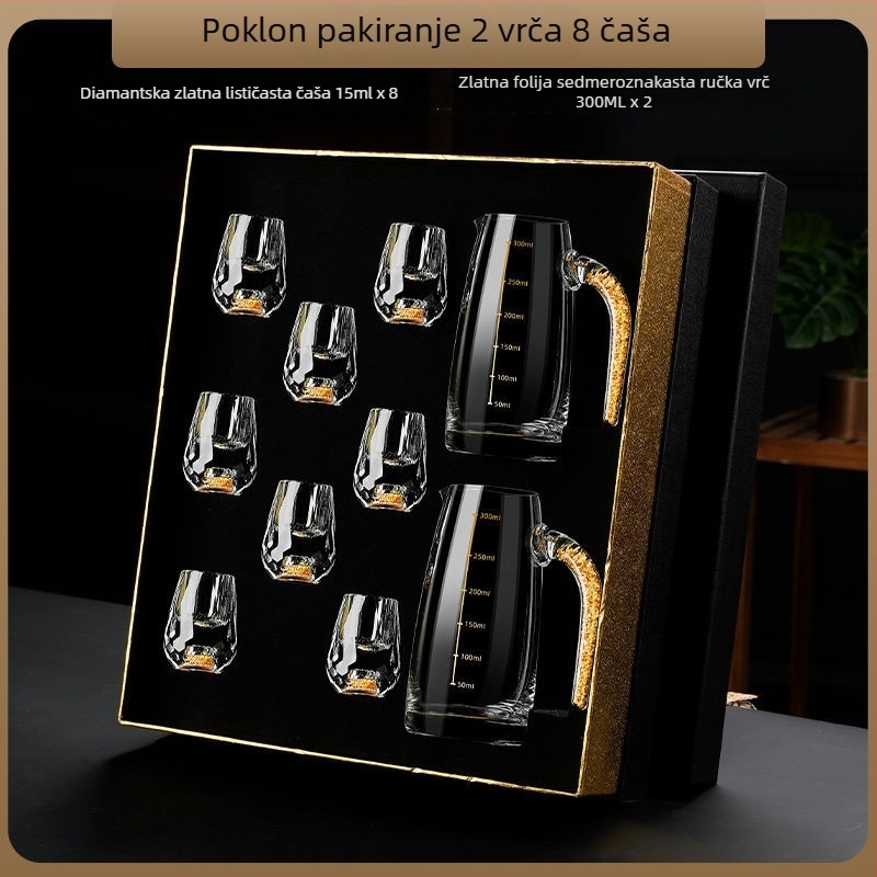Set čaša za žestoka pića, kristalno staklo, dijamantni model, kapacitet 1–100 ml