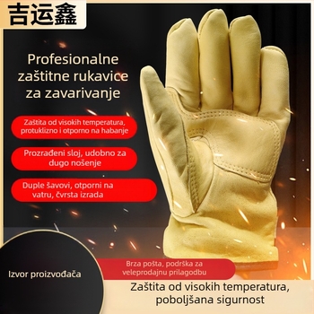 Zavarivačke rukavice od kozje kože - jednovrsta koža, tkanina za upijanje znoja, pamučna podstava, zaštita za zavarivanje i rukovanje