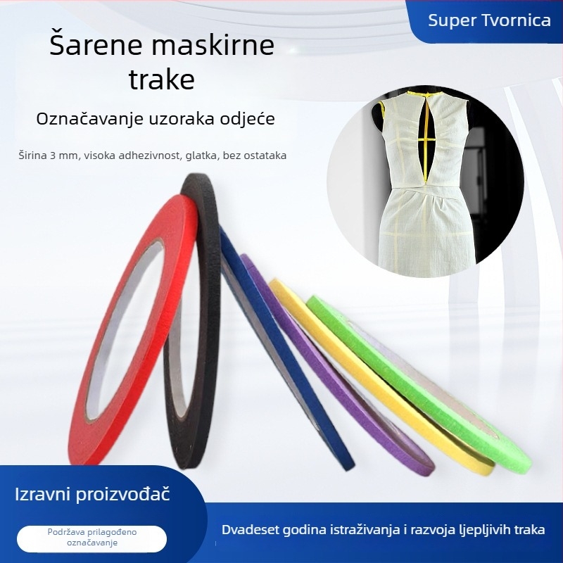 Maskirajuća traka od teksturiranog papira za izradu uzoraka, visoka adhezija, križni rez, prilagodljiv ispis, papir za otpuštanje