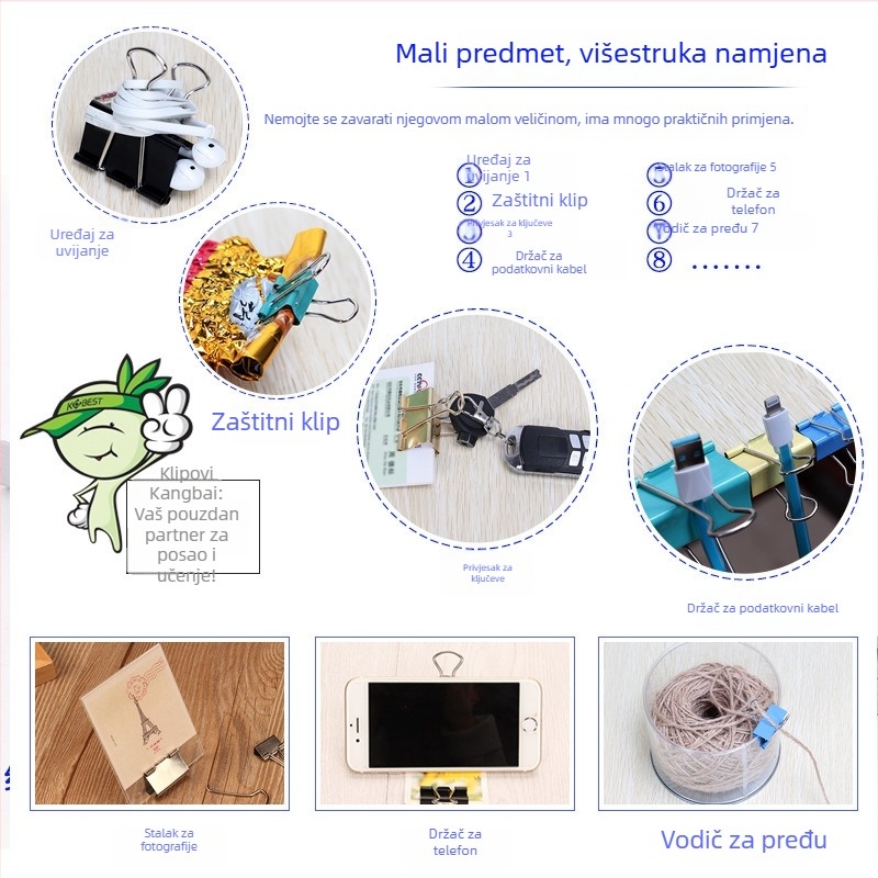 Metalen uredski klip s dugim repom | Marka: KOBEST Kangbai; Materijal: Metal; Tip: Šuplji klip