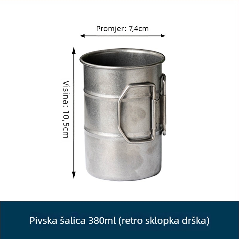 Pivska krigla od nehrđajućeg čelika 304, retro stil, marka New Platinum