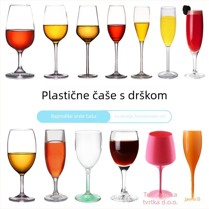 Plastična čaša za vino – stil National Tide Wind, tisk logotipa, prilagodljivo, pakiranje u pladnju
