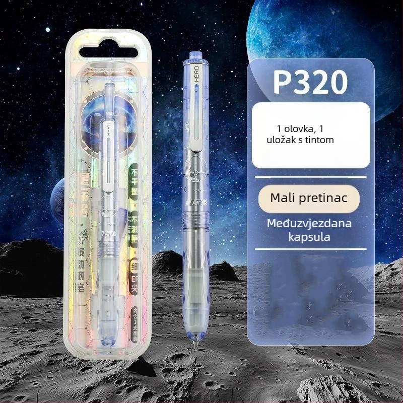 Hero Star svemirsko pero za učenike trećeg razreda — zamjenjivi spremnik tinte, fini EF vrh, 0,38 mm