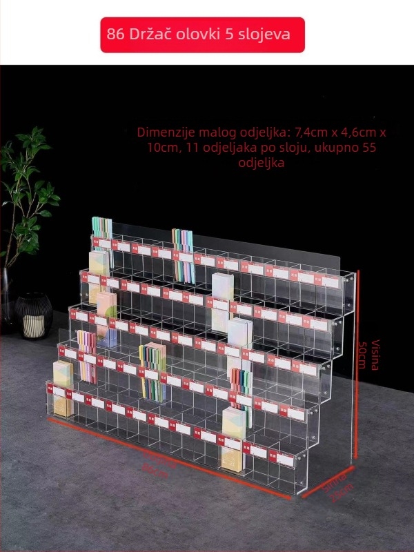 Držač za olovke i markere, akrilni višestruki izložbeni stalak u obliku pagode, kvadratnog oblika, Geddes