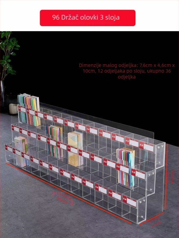 Držač za olovke i markere, akrilni višestruki izložbeni stalak u obliku pagode, kvadratnog oblika, Geddes