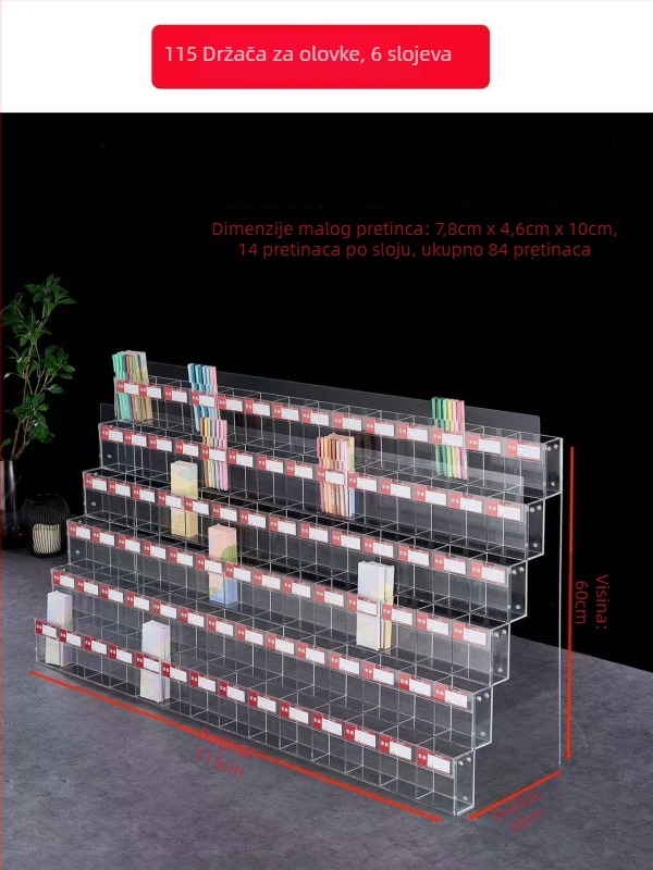 Držač za olovke i markere, akrilni višestruki izložbeni stalak u obliku pagode, kvadratnog oblika, Geddes