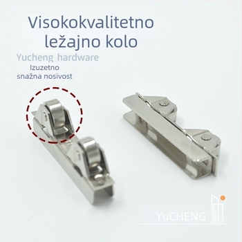 Klip-rolna za staklenu vitrinu, nehrđajući čelik/željezo, vanjski promjer 7.3, osovina Ø3.7, nosivost 15 kg