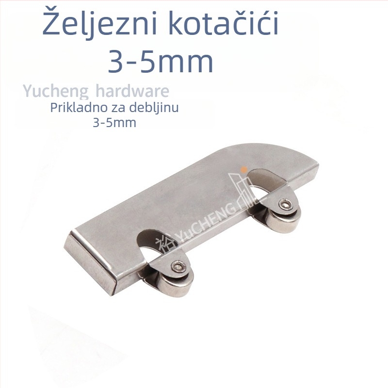 Klip-rolna za staklenu vitrinu, nehrđajući čelik/željezo, vanjski promjer 7.3, osovina Ø3.7, nosivost 15 kg