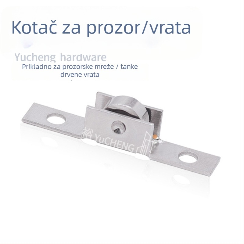 Klip-rolna za staklenu vitrinu, nehrđajući čelik/željezo, vanjski promjer 7.3, osovina Ø3.7, nosivost 15 kg