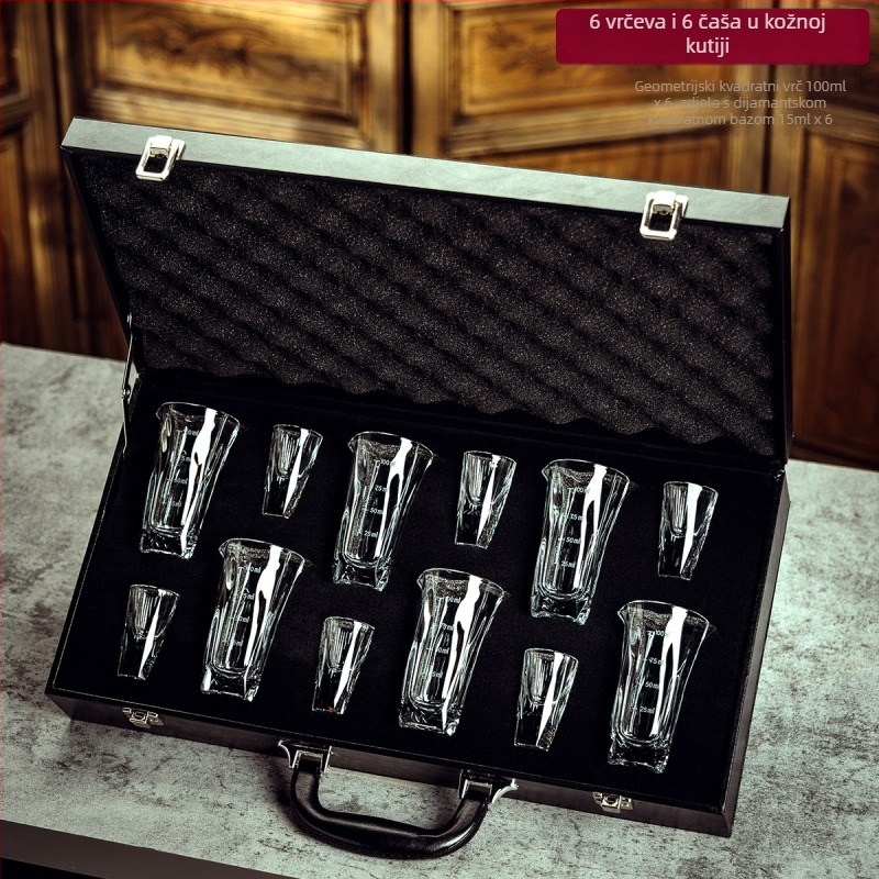Set čaša za alkohol od kristala, moderni minimalistički stil, 3 komada, kapacitet 1-100 ml