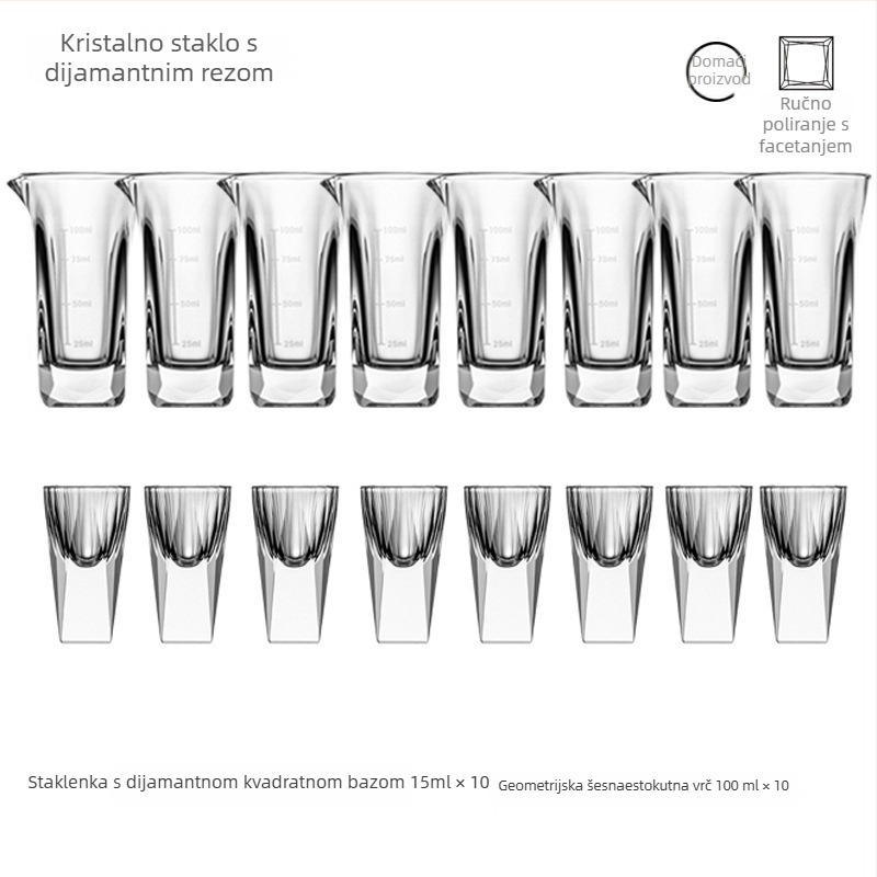 Set čaša za alkohol od kristala, moderni minimalistički stil, 3 komada, kapacitet 1-100 ml