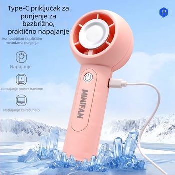 Ručni ventilator s USB punjenjem, 5V 2.5W, 3 brzine, ugrađena baterija 300–500 mAh