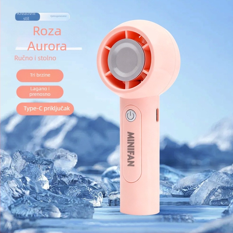 Ručni ventilator s USB punjenjem, 5V 2.5W, 3 brzine, ugrađena baterija 300–500 mAh