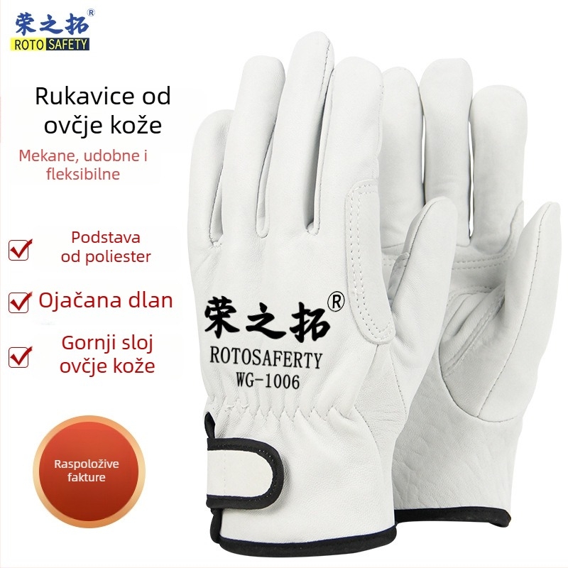 Rongzhituo GTAW rukavice za zavarivanje – gornji sloj ovčje kože i teleće kože, za električno zavarivanje, visoka temperatura, zaštita od opeklina, otporne na habanje, fleksibilne, 120 g