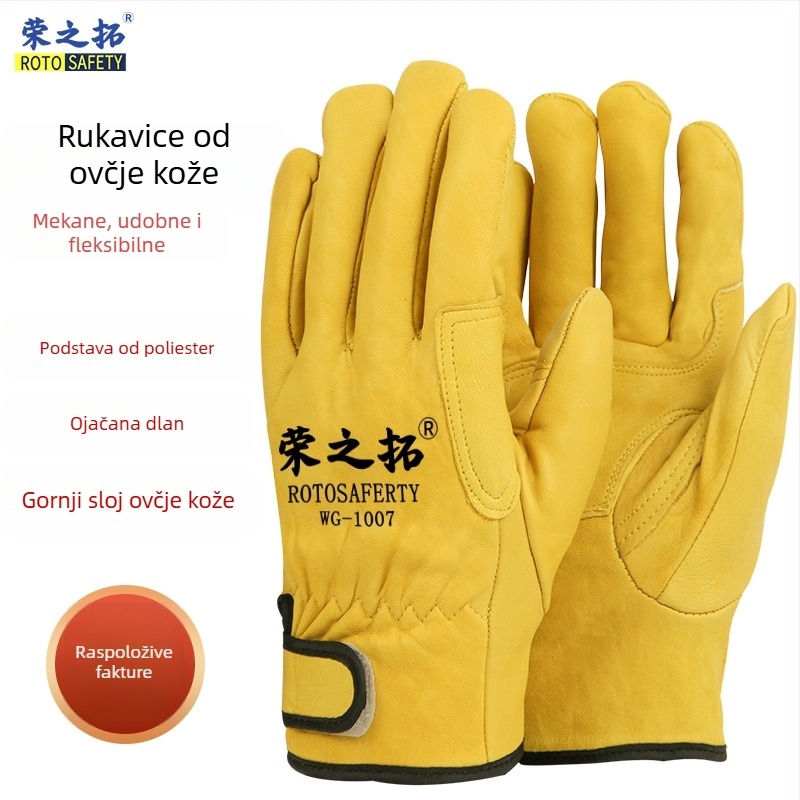 Rongzhituo GTAW rukavice za zavarivanje – gornji sloj ovčje kože i teleće kože, za električno zavarivanje, visoka temperatura, zaštita od opeklina, otporne na habanje, fleksibilne, 120 g