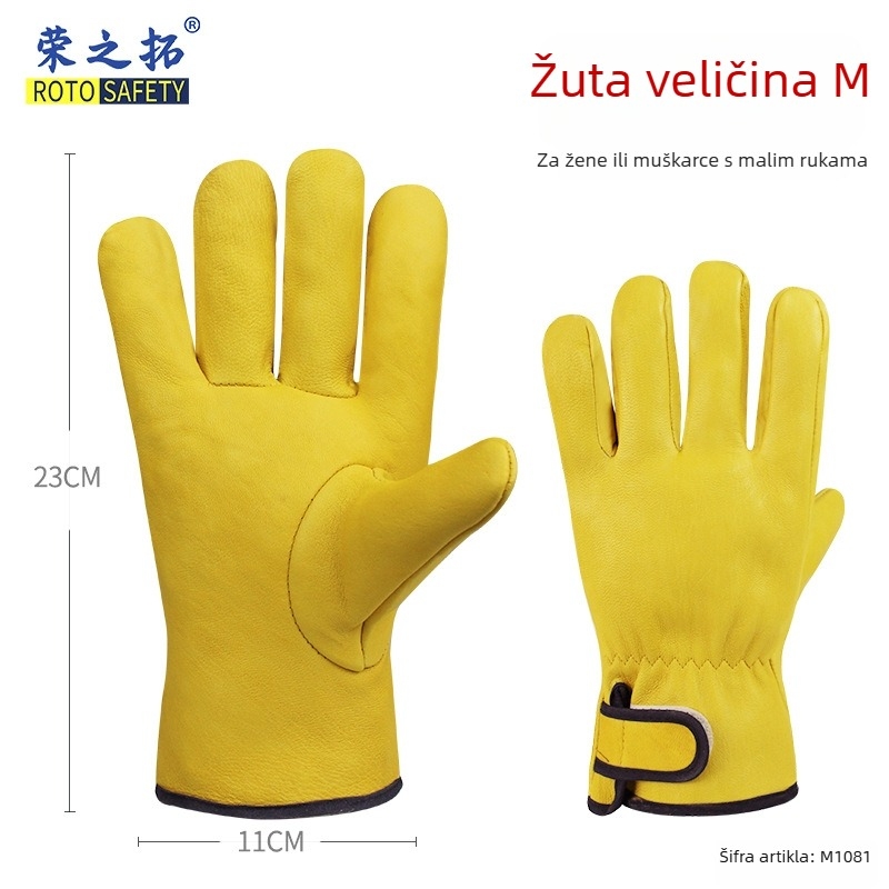 Rongzhituo GTAW rukavice za zavarivanje – gornji sloj ovčje kože i teleće kože, za električno zavarivanje, visoka temperatura, zaštita od opeklina, otporne na habanje, fleksibilne, 120 g