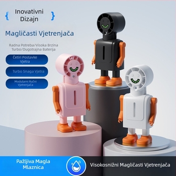 Ručni ventilator sa sprejem, digitalni zaslon, ugrađena baterija 1200–2000mAh, bezčetkasti motor, 4 brzine, funkcija spreja