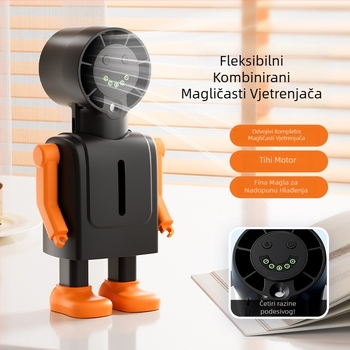 Ručni ventilator sa sprejem, digitalni zaslon, ugrađena baterija 1200–2000mAh, bezčetkasti motor, 4 brzine, funkcija spreja