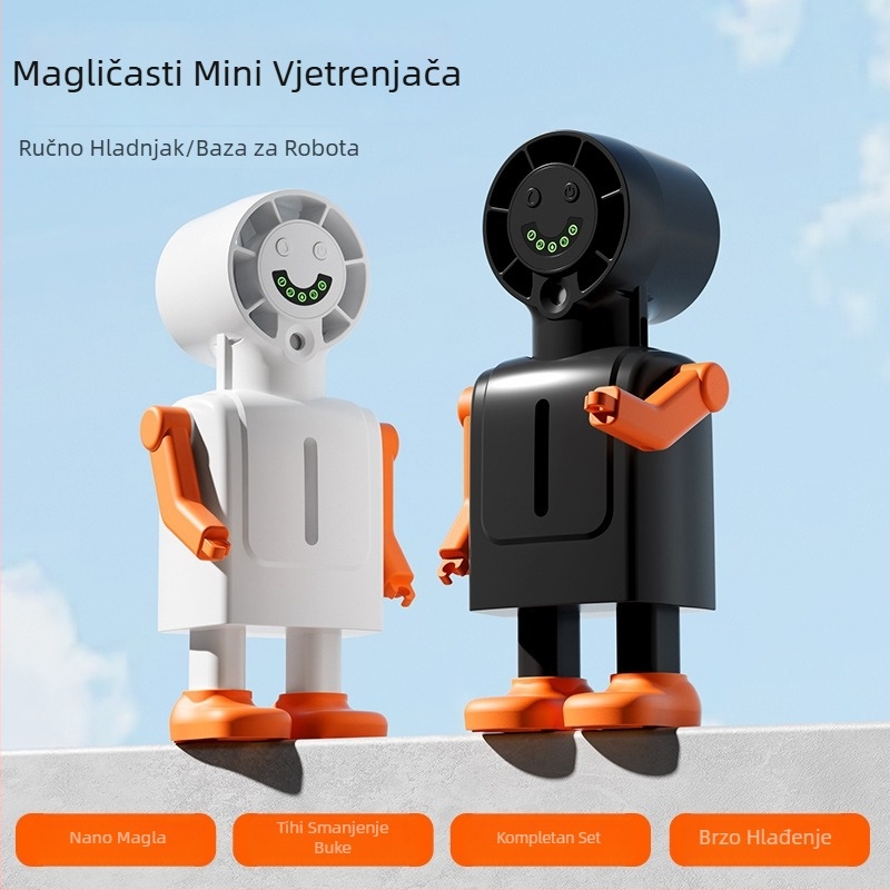 Ručni ventilator sa sprejem, digitalni zaslon, ugrađena baterija 1200–2000mAh, bezčetkasti motor, 4 brzine, funkcija spreja