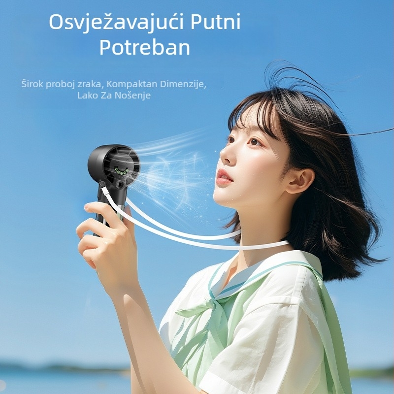 Ručni ventilator sa sprejem, digitalni zaslon, ugrađena baterija 1200–2000mAh, bezčetkasti motor, 4 brzine, funkcija spreja