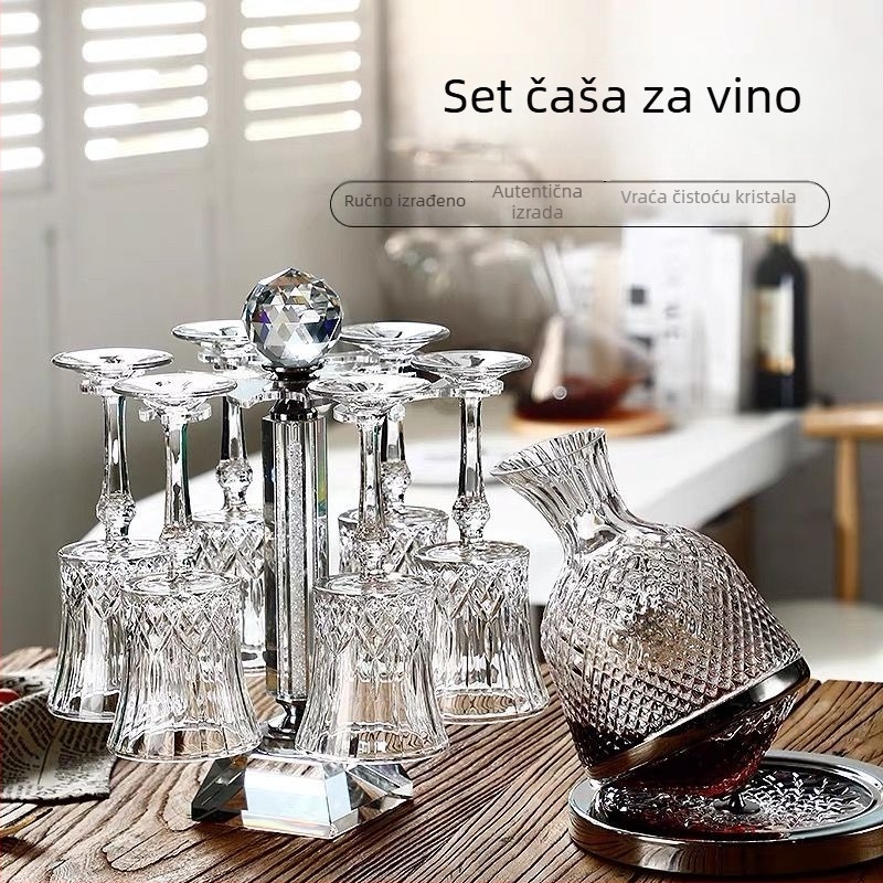 Kristalne čaše za crveno vino – komplet za kućnu upotrebu uz dekantor i držač čaša