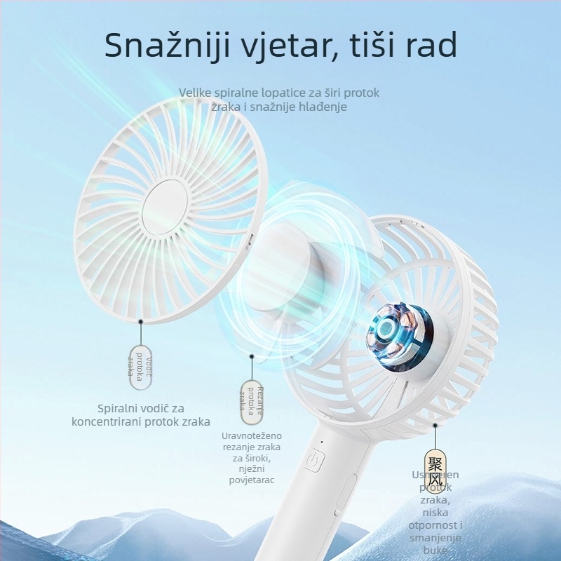 Ručni ventilator s oscilirajućom glavom, mini USB punjivi prijenosni stolni ventilator za dom i van