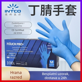 Jednokratne nitrilne rukavice, debeljenе, otporne na habanje, otporne na rezanje, otporne na kiseline i baze, namijenjene gradilištima
