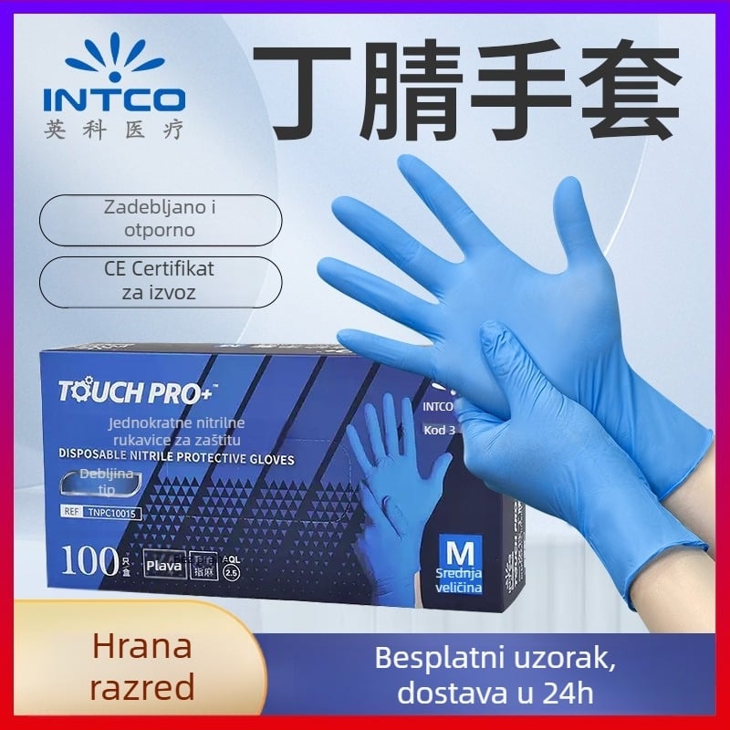 Jednokratne nitrilne rukavice, debeljenе, otporne na habanje, otporne na rezanje, otporne na kiseline i baze, namijenjene gradilištima