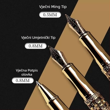Uredsko set pisaćih olovaka: fontana olovka s 0,5 mm vrhom od iridija, sustav kartridža, plastično kućište
